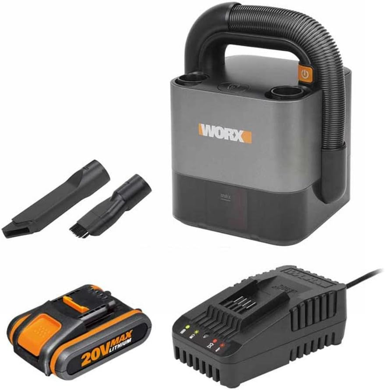WORX WX030 Cubevac 20V Cordless Compact Vacuum Cleaner with 2.0Ah Battery and Charger - Lightweight, Portable Handheld Vacuum for Home, Car, and Office - Powerful Suction, Versatile Cleaning