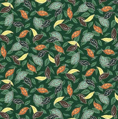 Quilting Treasures - Frond Nouveau - Tossed Leaves - Spruce, Fabric BTY