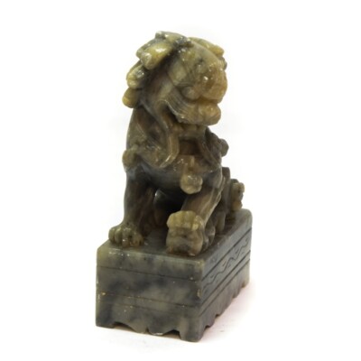 Vintage 1980/'s Female Bust Green Soapstone Sculpture 2 tier black marble base