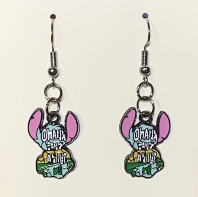 Black Stitch Ohana Means Family Lilo & Stitch Drop Dangle Earrings!!