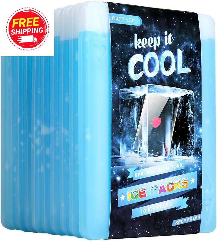 10 X Ice Packs for Lunch Box Freezer Ice Packs Slim Long Lasting Cool Packs