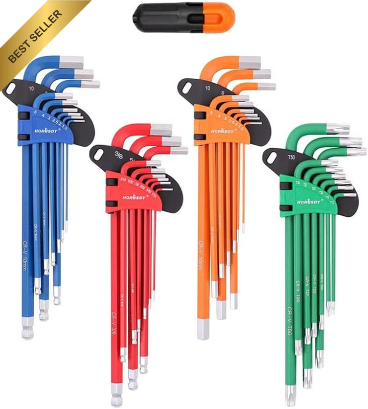 36Pcs Allen Key Set Ball End Hex Torx Star Wrench Metric Imperial Long Arm