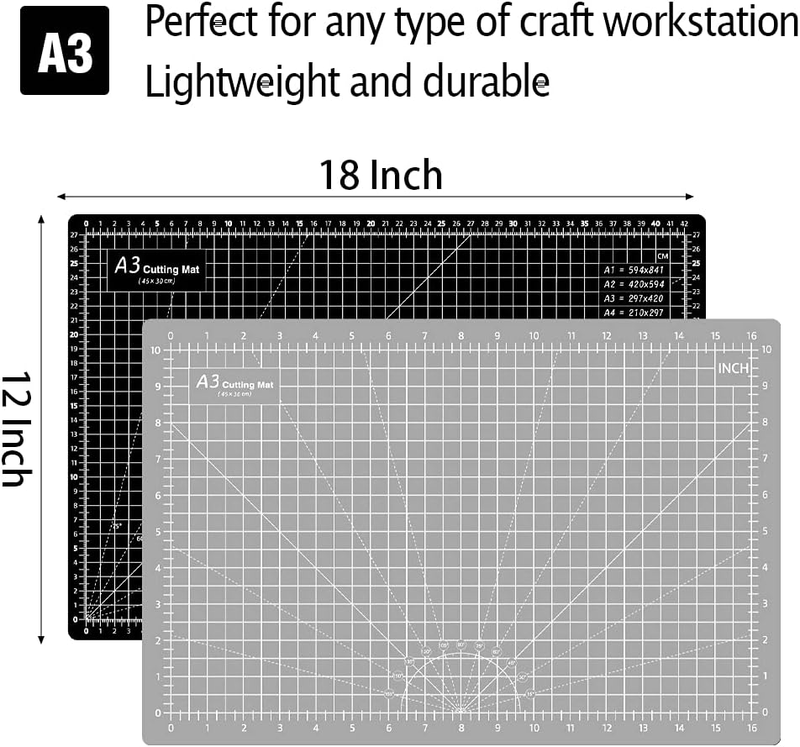 18"x12" Thickened Self Healing Cutting Mat, A3 Rotary Cutting Sewing Mat for Cra