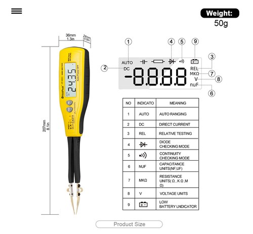 Digital Clamp SMD Tester Multimeter Tweezers Resistance Capacitance Meter 5999C