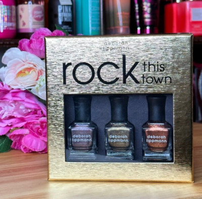 Deborah Lippmann Rock This Town Glitz and Glimmer Holiday Nail Lacquer Trio 3 Pc
