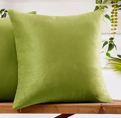 N42 ~  18 X 18 AVOCADO , GRASS  GREEN VELVET THROW PILLOW COVER