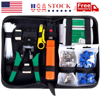 RJ45 Ethernet Network CAT5/5E/6 Cable Tester Crimper Stripper Cutter Tool Kit