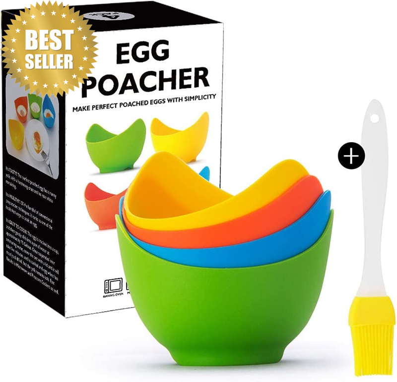 4 Pack Egg Poacher Cook - High Temperature Resistant Silicone Egg Steamer, Food