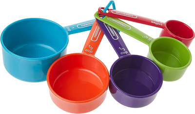 Farberware Professional Plastic Measuring Cups with Coffee Spoon, Set of 5, Colo