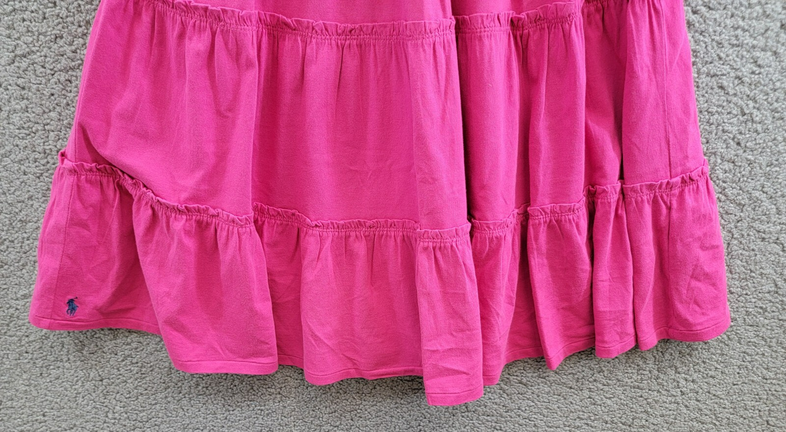 Polo Ralph Lauren Smocked Jersey Dress Big Girls XL (16) Pink Square Neck S/S - Picture 4 of 16