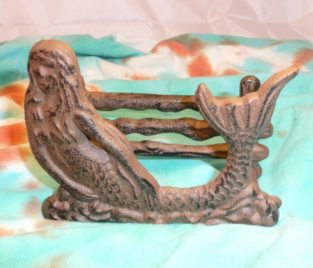 Cast Iron Tropical Mermaid Napkin/Letter/Towel Holder~Nautical~Beach Decor~New