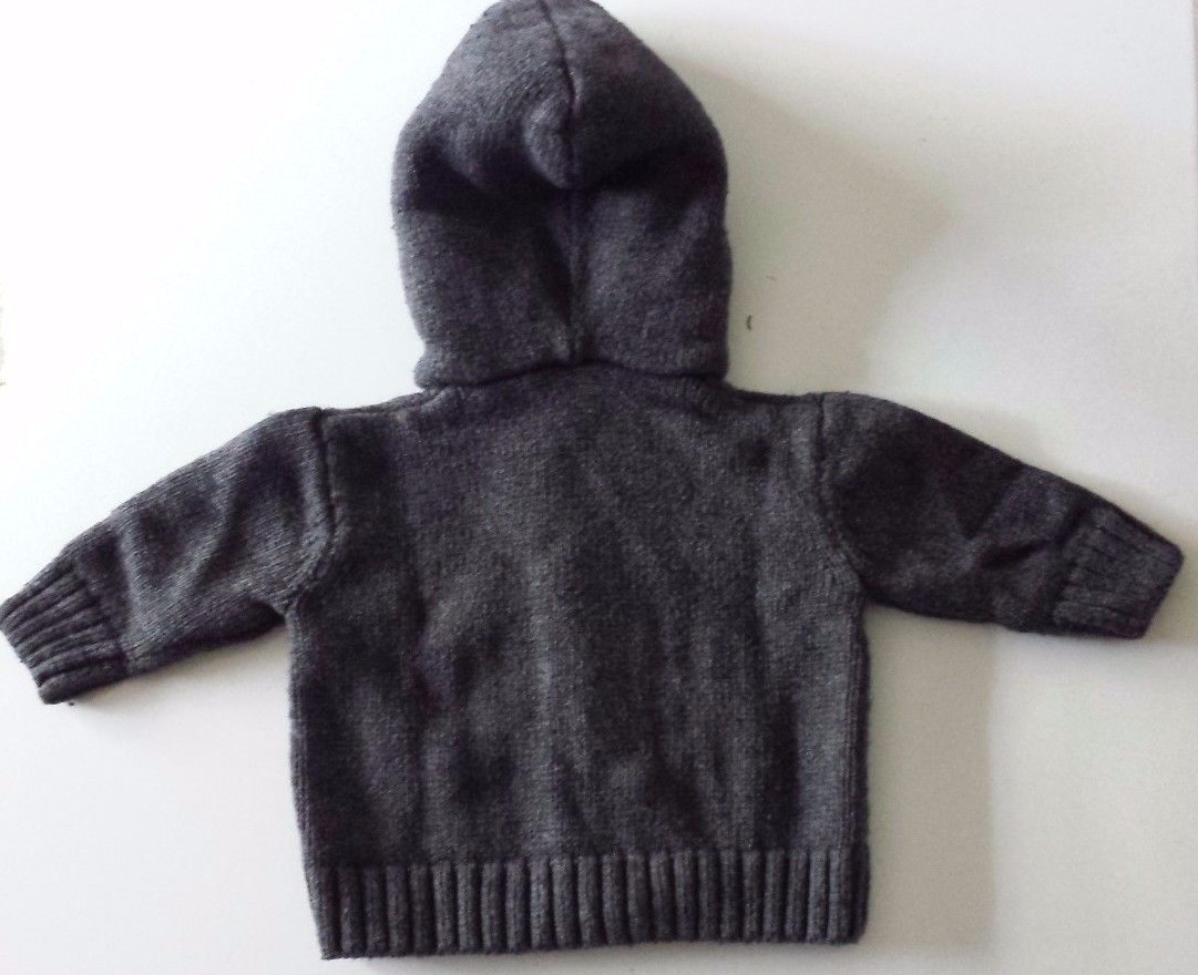 Baby Boys Gymboree Gray Blue Hooded Zip Up Cotton Wool Nylon Sweater Size 3-6M