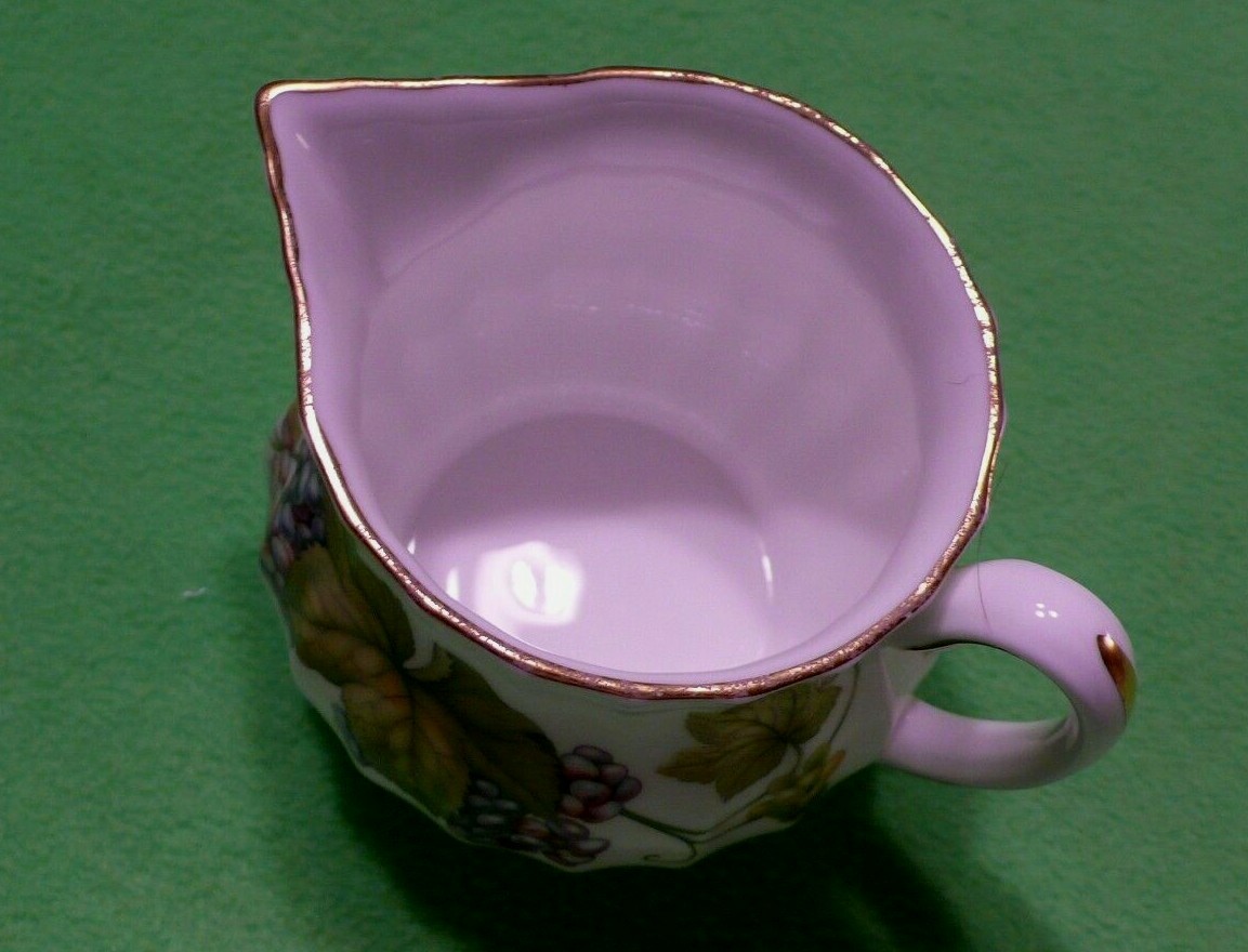 Vintage Royal Worcester Fine Bone China CREAMER. Colorful Vine Harvest pattern.