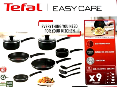 Tefal Easy Care 9 Piece Non Stick Pans Set With Utensils RRP 80