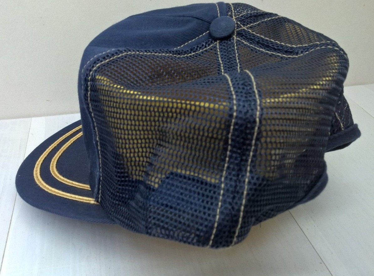 Vintage Jacques Seed Hat Cap blue snapback embroidered swingster made in USA - B