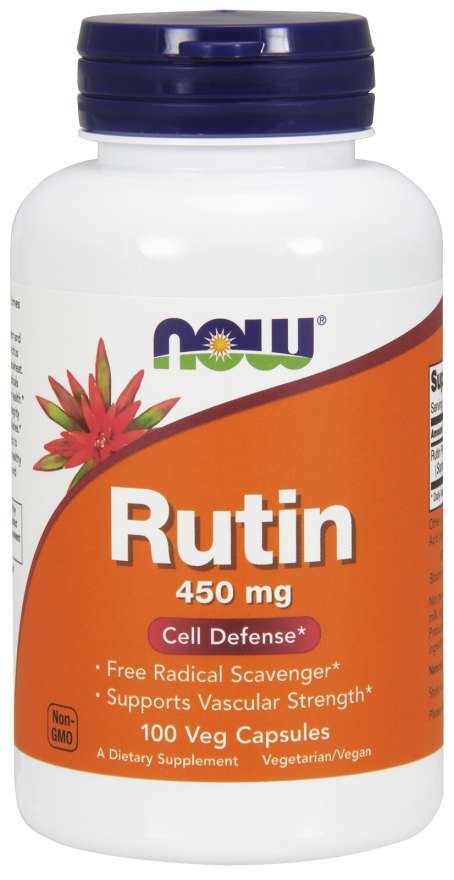 NOW Foods Рутин 450 мг 100 капсул биофлавоноид, родственный кверцетину и гесперидину