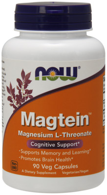 NOW Magtein 90 Veg Capsules Magnesium L-Threonate Promotes Brain Health 02/2027