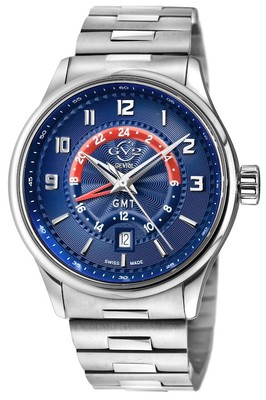 Pre-owned Gv2 By Gevril Men's 42302b Giromondo Blue Dial Stainless Steel Date Swiss Watch