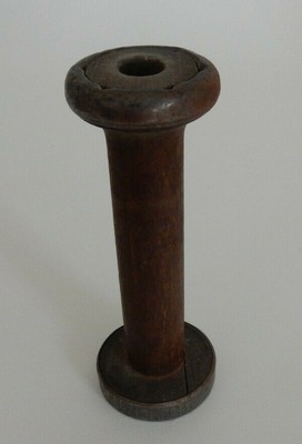 Antique Primitive Wooden Wood Spool Used with Thread Repurpose This!     U