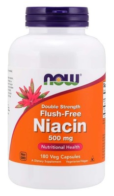 Now Foods Ниацин, не требующий смывания, 500 мг, 180 растительных капсул