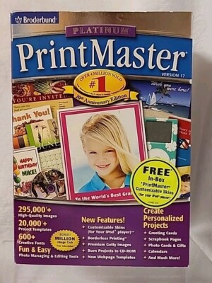 Broderbund Platinum PrintMaster Version 17  PC CDROM Windows