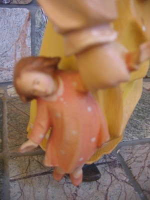 Vtg DOLFI HAND CARVED WOOD DOLL 11.5