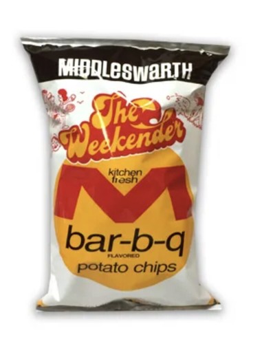 Middleswarth Potato Chips, barbecue flavored, 6 - 9oz
