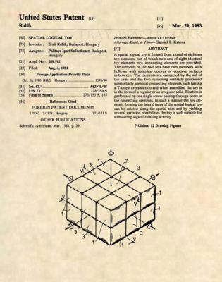 Rubiks Cube Vintage Toy US Patent Art Print - Original 80s Official Toy - 195