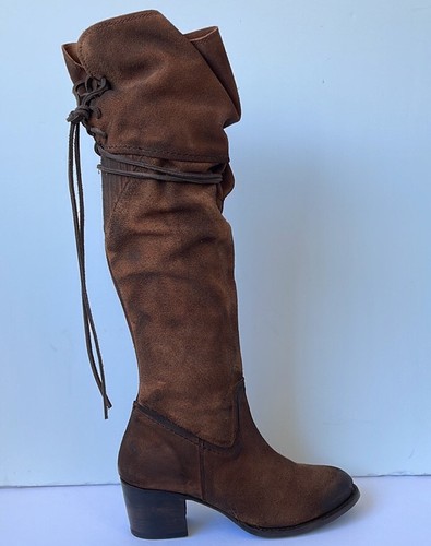 Pre-owned Freebird By Steven 'blain' Oil Suede Tall Boots Tan Size 9m 7m