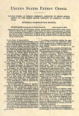 Original Diesel Engine US Patent Art Print - Vintage 1898 - Mechanic Antique 140