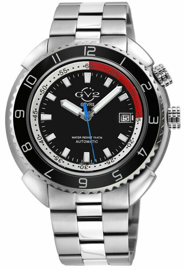 Pre-owned Gevril Gv2 By  Men's 42402 Squalo Swiss Automatic Ceramic Bezel Diver Date Watch