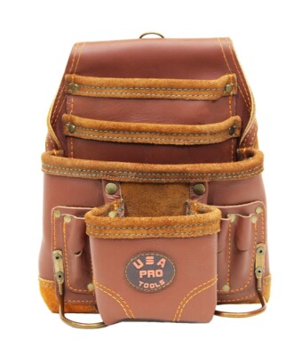 Ten Pocket Top Grain Leather Tool Pouch Carpenter,Construction,Framers,Handyman