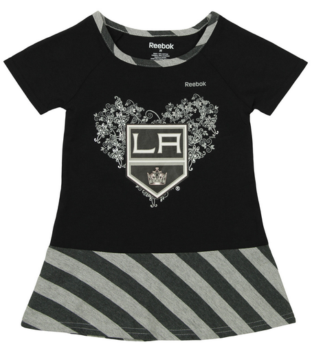 Необычное платье с заниженной талией Reebok NHL Little Girls Los Angeles Kings, черное