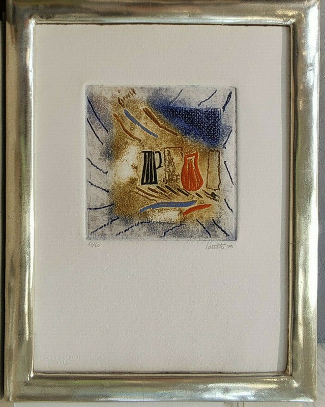 Louttre Bissiere Handsigniert Originalradierung Mit Blattgoldrahmen