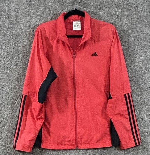 adidas レッド 3ストライプ ジャケット 2XL Adidas Jacket Mens Large Red Black 3 Stripe Full Zip