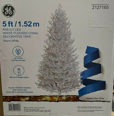 GE 5-ft Coral Slim Flocked Christmas Tree 300 Constant Warm White LED Lights