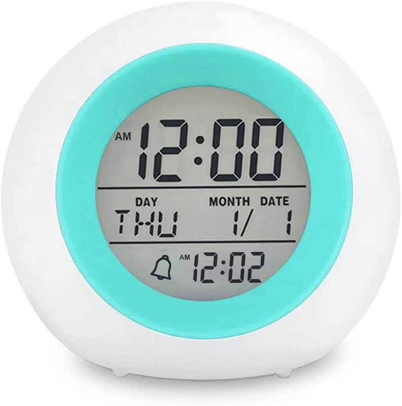 Kids Digital Alarm Clock, with 7 Color Night Light, Small, for Boys and Girls, t
