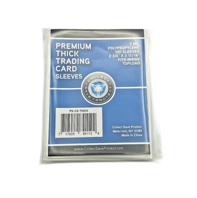 (100 Pack) CSP Premium Thick Trading Card Sleeves For Extra Thick Sports Cards