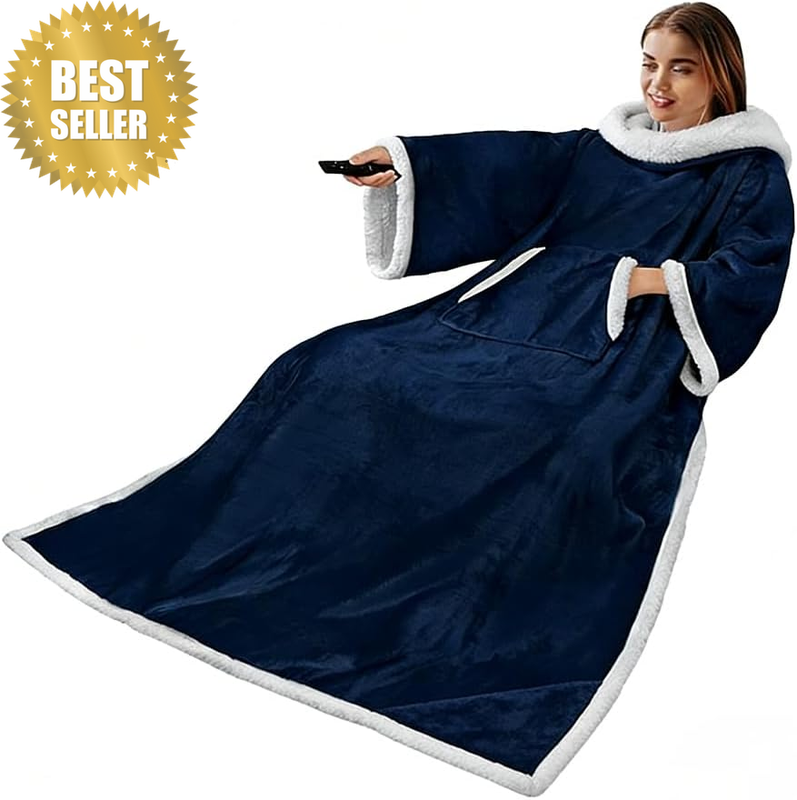 Lazy Quilt with Sleeves,Thick Wearable Blanket Throw Wrap,Warm Full Body Wrap Th