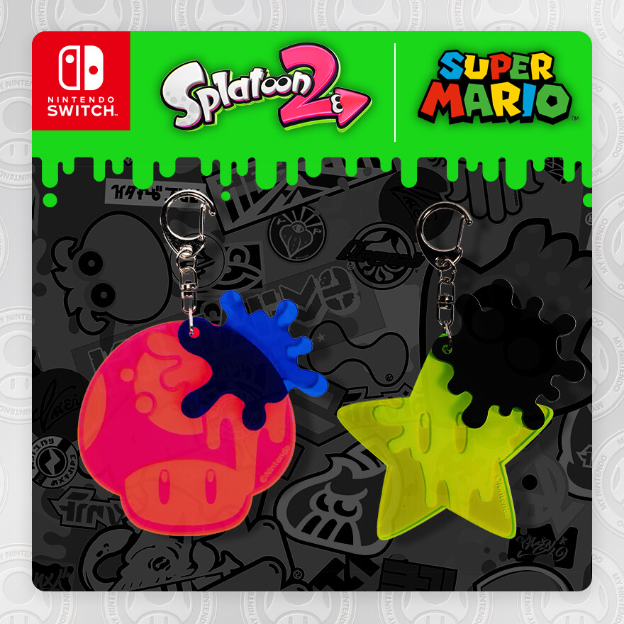 Splatoon 2 Super Mario Splatfest Keychain Set Fes My