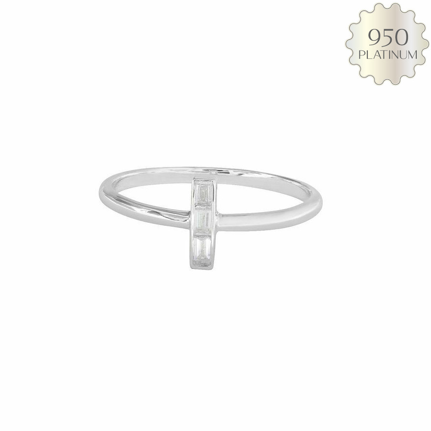 950 Platinum 0.12 Ct Natural Baguette Diamond Ring for Women by Jewelzofny