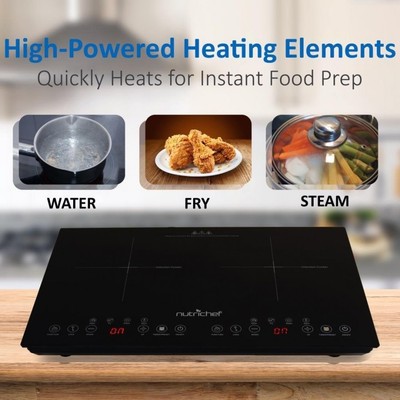Double Induction Cooktop Countertop Electric Cooker Portable Dual Burner 120V