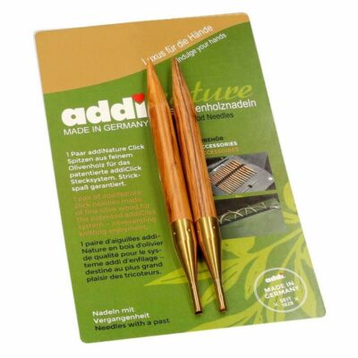 Addi Click Nature 1 Pair Needle Tips From Olive Wood all Sizes 5767