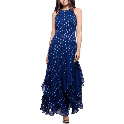 Женское платье в горошек из фольги на бретелях Betsy & Adam, темно-синий, 12Р