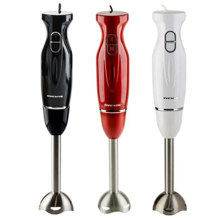 Electric Immersion Hand Blender Stainless Steel Blades 300W Ovente HS560W, White