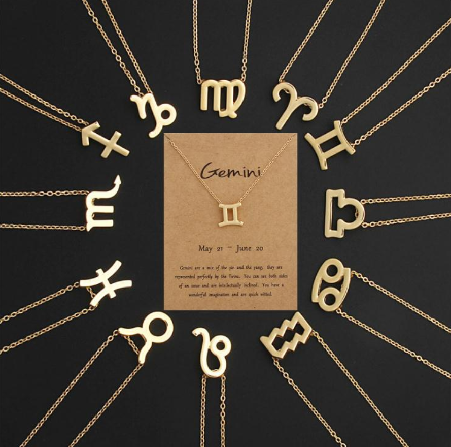 Gold Stainless Steel Zodiac Sign Astrology Necklace eBay