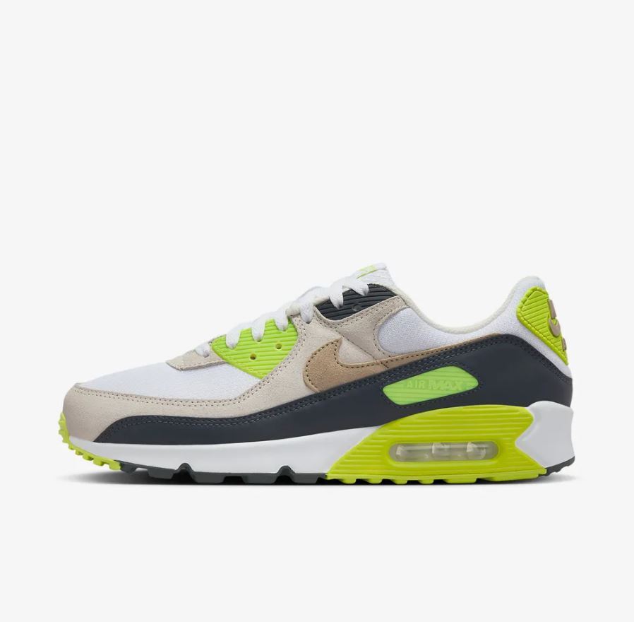 Nike Air Max 90 White Cyber Dark Smoke Grey Khaki Volt