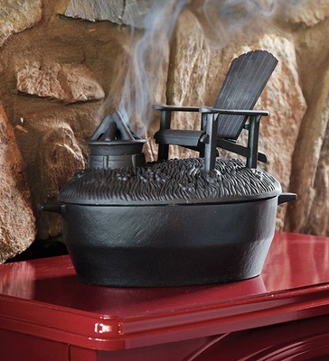 Cast Iron Adirondack Chair amp Fire Pit Wood Stove Steamer  Humidifier in Black