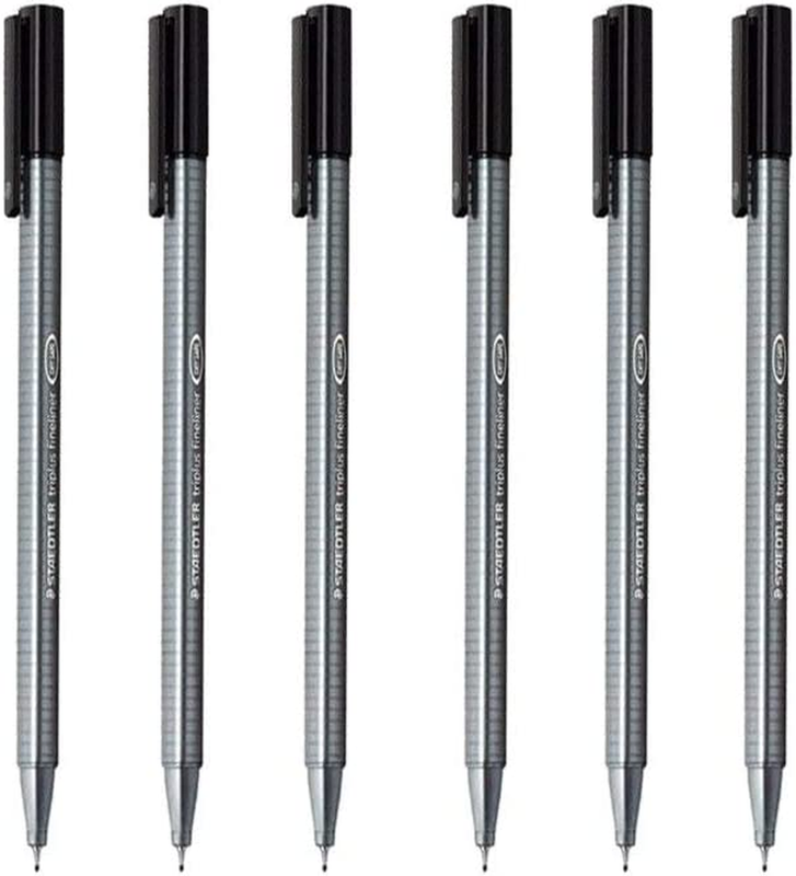 6pk Staedtler Triplus Fineliner Black 0.3mm Super Fine