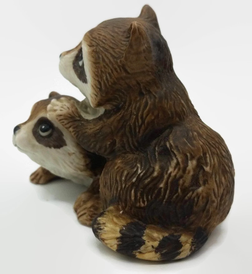 Homco Brown Wild Animal Baby Raccoon Kits Figurine Home Decor